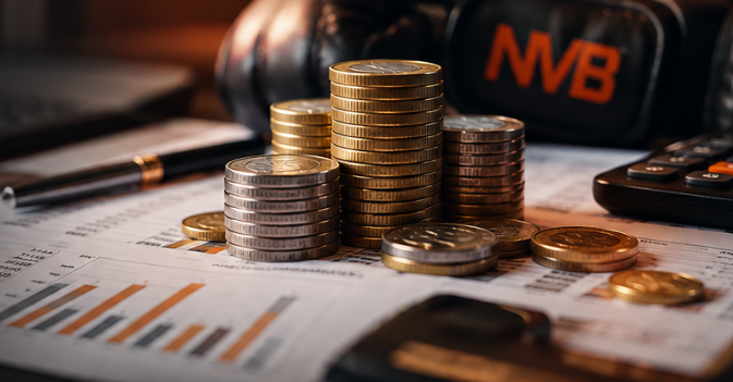 Financiële administratie met geld en documenten