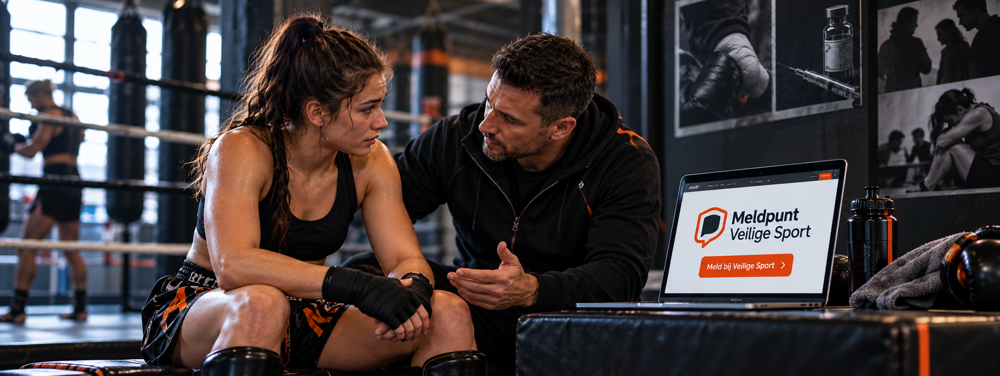 Vechtsporter in gesprek met trainer over een melding bij Veilige Sport